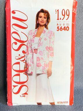 Butterick Misses Jacket Top Skirt Sewing Pattern Size 6 8 10 5640 - Uncut 1980s